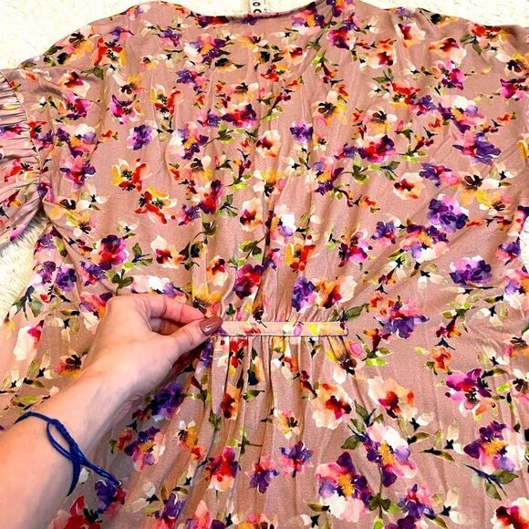Dolan Anthropologie Pink Floral Button up Ruffle Blouse - Picture 5 of 8